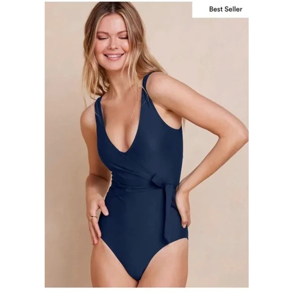 Summersalt The Perfect Wrap One-Piece Navy Blue size Medium